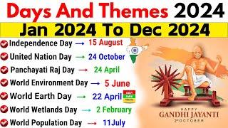 Days and Themes 2024 Current Affairs | Jan to Nov 2024 | Important Days and Themes 2024 | GK Trick