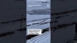 Drone footage shows rare snow on Eastern Cape mountains as cold front strikes South Africa