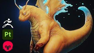 How I made DRAGONITE from POKEMON in ZBRUSH and SUBSTANCE PAINTER