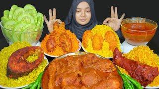 ASMR EATING CHICKEN BIRYANI,MUTTON BIRYANI,EGG BIRYANI,FISH BIRYANI,DESI STYLE CHICKEN CURRY,SALAD