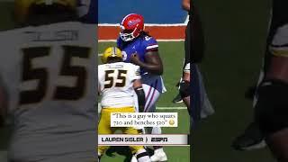Desmond Watson is a 6’5” 415 lb sophomore that can squat 720 lbs and bench 520 lbs 