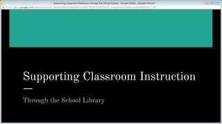 Para Symposium ~ Supporting Classroom Instruction through the School Library