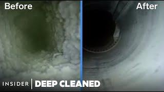 How Extreme Dust Buildup Is Deep Cleaned From Dryer Vents | Deep Cleaned | Insider