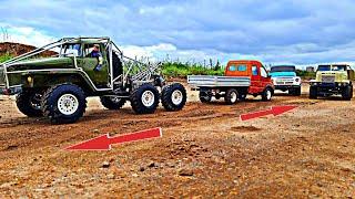 OVERTENSION! ... Ural 6x6, Kraz 6x6, Gazelle 4x4 and ZIL 1000 FORCE! Who is stronger? RC OFFroad