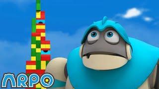 The Biggest Rainbow Block Tower! | Robot Cartoons for Kids | Fun Videos for Families | ARPO