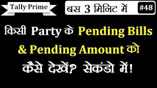 Party ke Pending Bills & Pending Amount ko kese Dekhe Tally Prime me | Ledger Outstanding