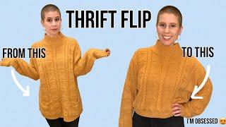 Cropping a Knit Sweater | How to Upcycle a $2 Sweater | DIY Thrift Flip