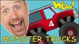 Monster Trucks for Children from Steve and Maggie | Learning Speaking Stories with Wow English TV