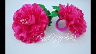 Півонії канзаши. Пионы своими руками. Peonies kanzashi