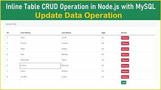 Node.js Tutorial - Inline Table CRUD Operation in Node.js with MySQL - Update Data Operation