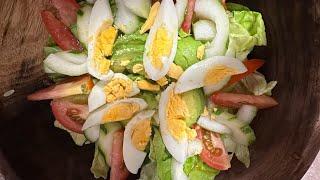 LET'S CUT VEGETABLES AND MAKE SIMPLE SALAD WITH EGG  #cutting #cooking #recipe #food #trending #asmr