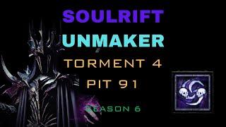 Soulrift Unmaker PIT 91 Torment 4 | Diablo 4 Season 6 New Necromancer Build