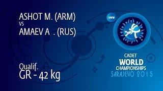Qual. GR - 42 kg: A. AMAEV (RUS) df. M. ASHOT (ARM) by TF, 9-0