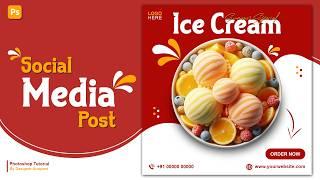 Ice Cream Social Media Post In Photoshop | Social Media Post | Photoshop Tutorial