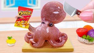 Best Of Seafood Recipe | Miniature Japanese Spicy Fry Cheetos Octopus Karaage | Lily Tiny Cooking