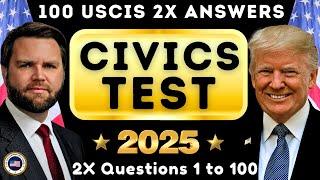 2025 US Citizenship 2x USCIS Official Questions 100 Civics Test, American Citizen Exam, Ciudadania