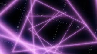 Abstract neon polygons in black space. Lasers lines moving in a circle