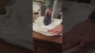 Goodbye heat stains! Iron trick revealed!  #DIYMagic #WoodCare #HomeHacks #FurnitureRestoration