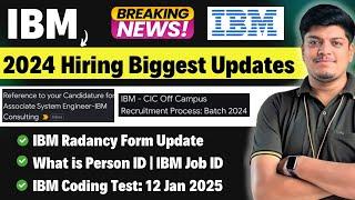 IBM 2024 Hiring Biggest Updates | Radancy Form | Coding Test: 12 Jan | Person ID, Job ID | Updates