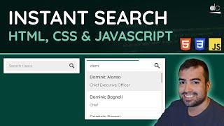 Instant Search Bar in JavaScript - HTML, CSS & JavaScript Tutorial (Project)