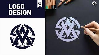 Modern Monogram Logo Design illustrator  || Adobe Illustrator Tutorial