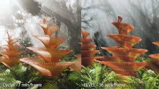 Blender 4.2 Eevee VS Cycles Realistic Jungle