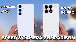 Samsung A55 vs POCO F6 Pro SPEED TEST & CAMERA Comparison | Zeibiz