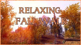 Skyrim Relaxing Fall Walk  4k