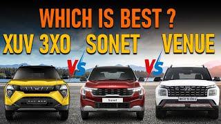 2024 Mahindra XUV 3XO Vs Kia Sonet Vs Hyundai Venue | Which is Best ? | Antique Auto Car