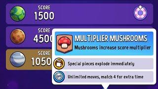 Match Masters Solo Challenge Cosmic Rush Multiplier Mushrooms + Blow'em Up 1050 Score