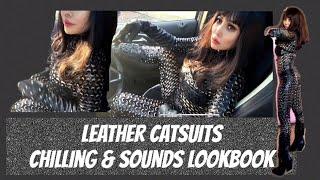 Leather Sounds Lookbook & Chilling Smoke ️Latex CatsuitBlack Leather gloves