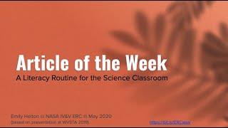 Article of the Week - a Literacy Routine for the Science Classroom