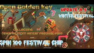 Westland Survival: Spinning 100 Festival Chip Open Golden Key Collecting Rewards From Winter Pass