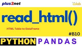 read_html(): Reading html table from URL or file to create DataFrame #B10