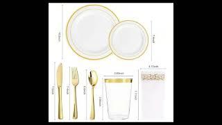 BAYZZ 350 Piece Gold Dinnerware Set