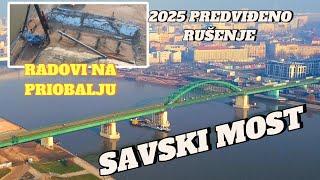 Beograd SAVSKI MOST pripremni deo na priobalju i stubovima mosta,po planu rušenje u martu