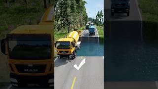 Mixer Truck vs Massive Water Pit #243 #beamngdrive #crashdrive#shorts