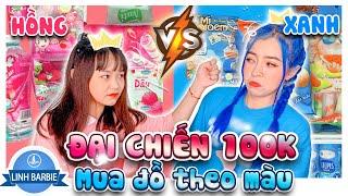 Đại Chiến 100k Mua Đồ Theo Màu (Hồng vs Xanh) I Linh Barbie Vlog