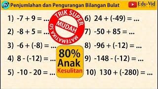 TRIK Penjumlahan Pengurangan Bilangan Bulat Positif Negatif - Matematika Kelas 6 SD MI