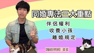 同性婚姻 | 同婚專法三大重點 | 法律規定有麼問題？ | 釋字748 | 貓奴律師 | 生活法律小學堂