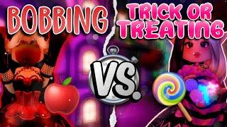 APPLE BOBBING VS. TRICK OR TREATIING! which gives the most CANDIES! | Royale High Halloween 2021