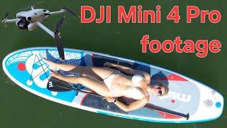 a floating SUP girl | DJI Mini 4 Pro footage