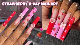 XXL STRAWBERRY VALENTINES DAY NAILS  | BEGINNER ACRYLIC APPLICATION | 2CUTE NAIL SUPPLY