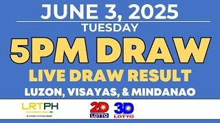 [LIVE] PCSO Lotto Result Today 5PM Draw June 3, 2025 - Ez2 Result and Swertres Result
