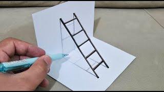 very easy 3d drawing stairs on paper for beginners