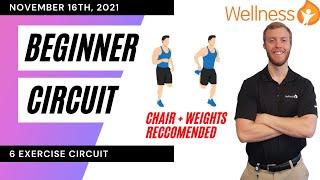 Beginner Workout with Dave: 6 Exercise Circuit - November 16th, 2021