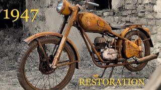 Restoration abandoned 70 years old post-war motorcycle