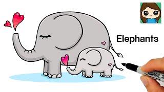 How to Draw Elephants Easy Mommy and Baby