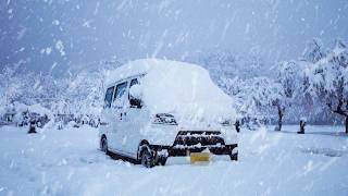 [Winter Compilation]Camping alone in a Small Car in Heavy Snow.