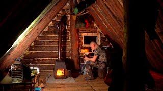 SURVIVE A COLD RAINY NIGHT IN A COZY LOG CABIN. CABIN LIFE ALONE.